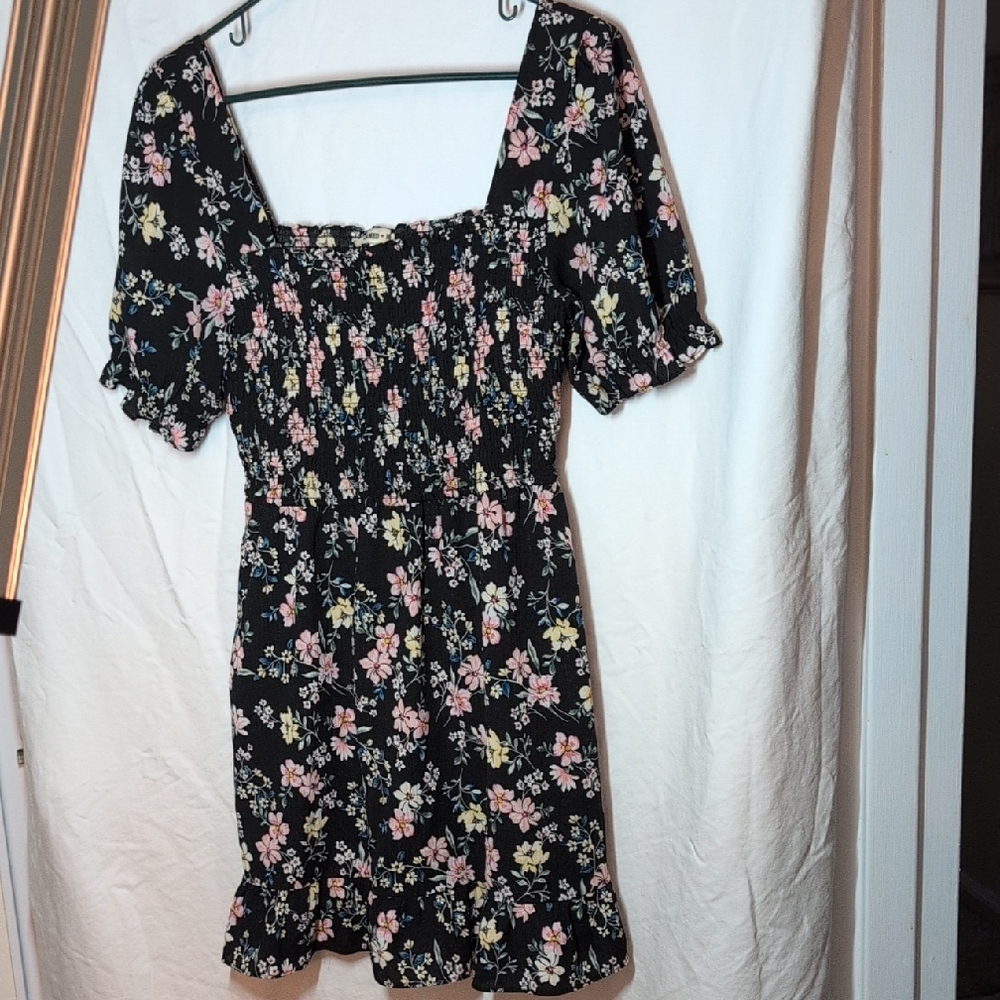 Floral Black Mini Dress